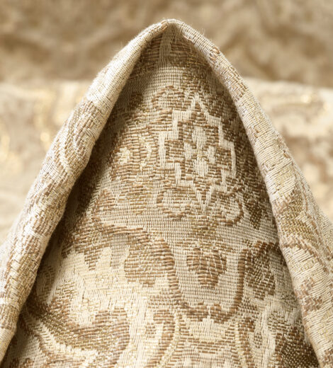 Jakarlı Keten Lurex Antik Beyaz&Zengin Altın